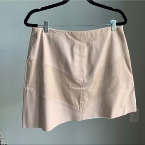Zara Basic Pink Chevron Leather Suede Mini Skirt